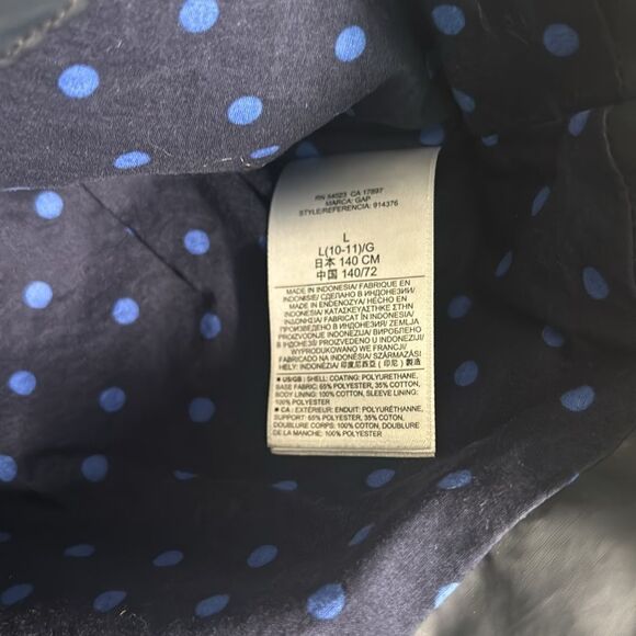 Gap Kids Black Hooded Rain Jacket Polka Dot Inside Pea Coat Look Size 10 (L) - Picture 8 of 9